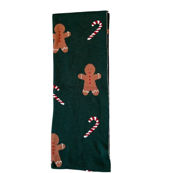 Oversized Gingerbread Candy Cane Cotton Throw Blanket 50x70 Christmas Green New - Picture 11 of 15